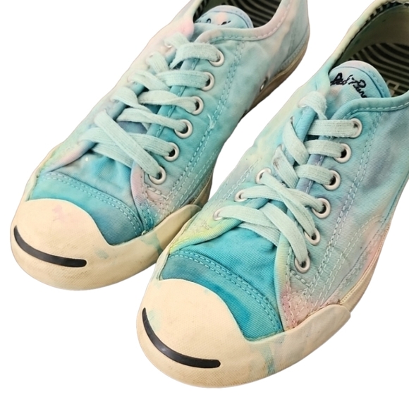 CONVERSE JACK PURCELL Mermaid Tie Dye Sneakers Womens 7 Mens 5 Custom RARE OOAK - Picture 9 of 16